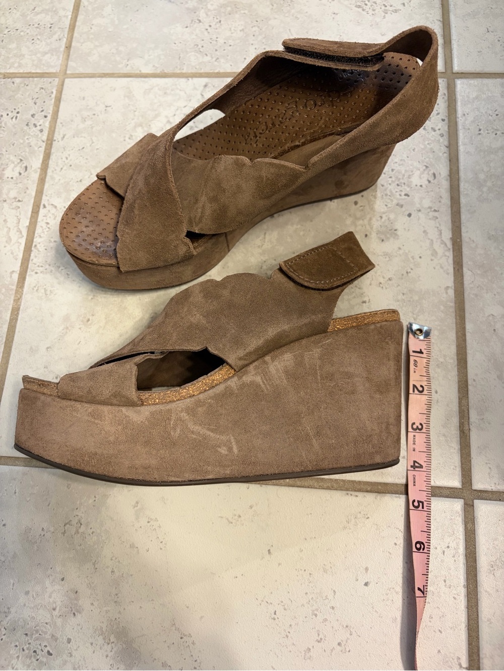 Pedro Garcia | Comfort Brown Suede Velcro Wedge Heel Sandals | Sz 9 (EU 39.5) - Picture 7 of 7